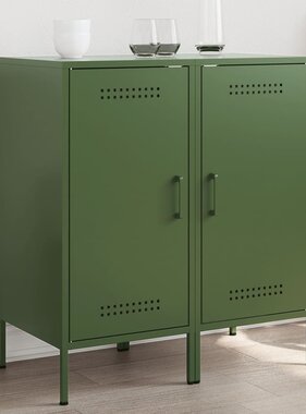 VidaXL Dressoirs 2 st 36x39x79 cm koudgewalst staal olijfgroen