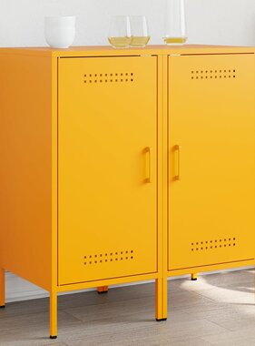 VidaXL Dressoirs 2 st 36x39x79 cm koudgewalst staal mosterdgeel