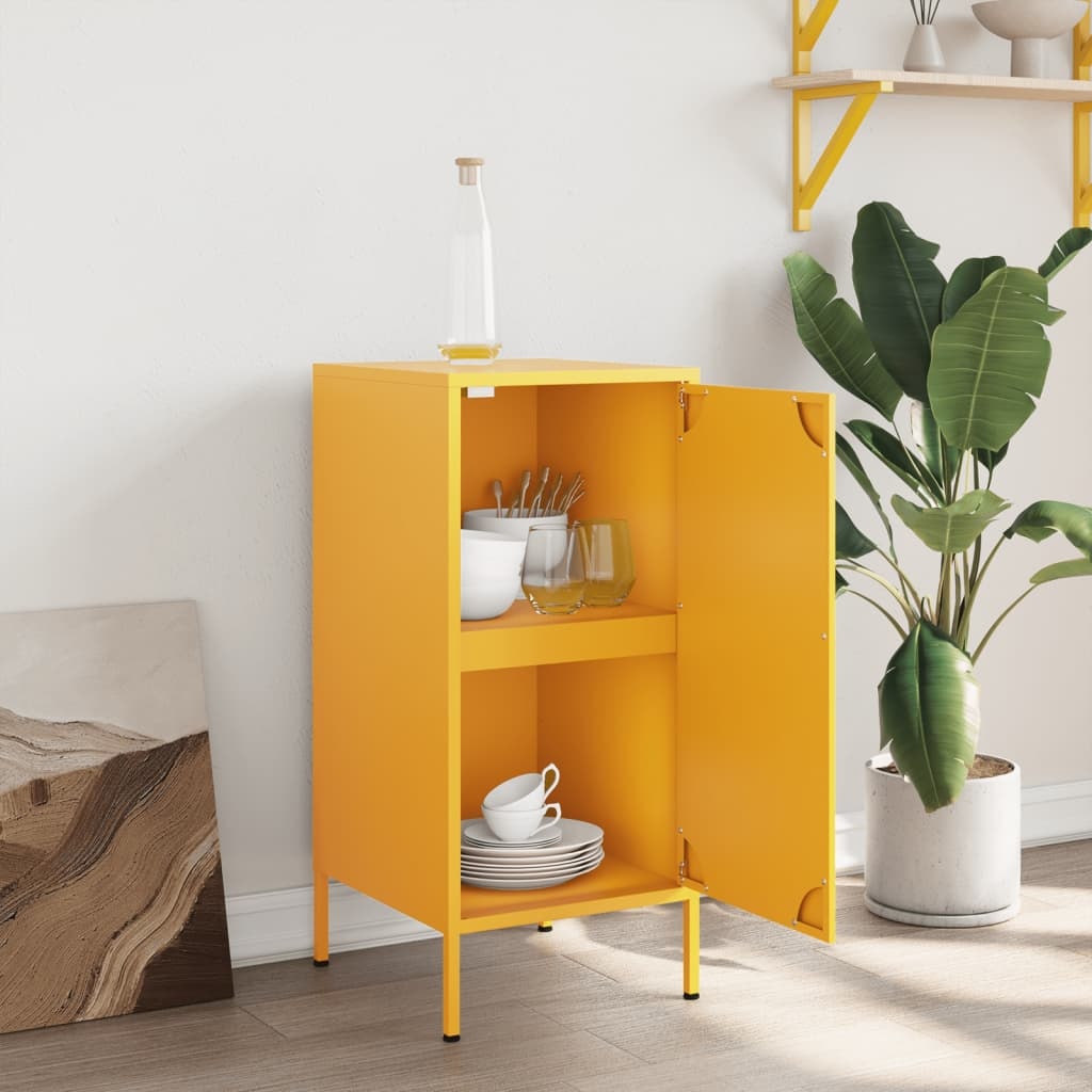 VidaXL Dressoir 36x39x79 cm koudgewalst staal mosterdgeel