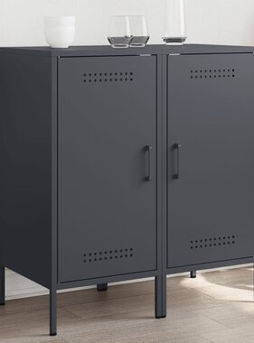 VidaXL Dressoirs 2 st 36x39x79 cm koudgewalst staal antracietkleurig