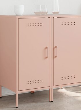 VidaXL Dressoirs 2 st 36x39x79 cm koudgewalst staal roze