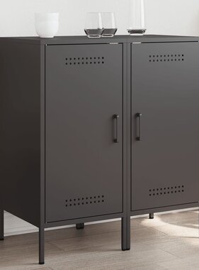 VidaXL Dressoirs 2 st 36x39x79 cm koudgewalst staal zwart