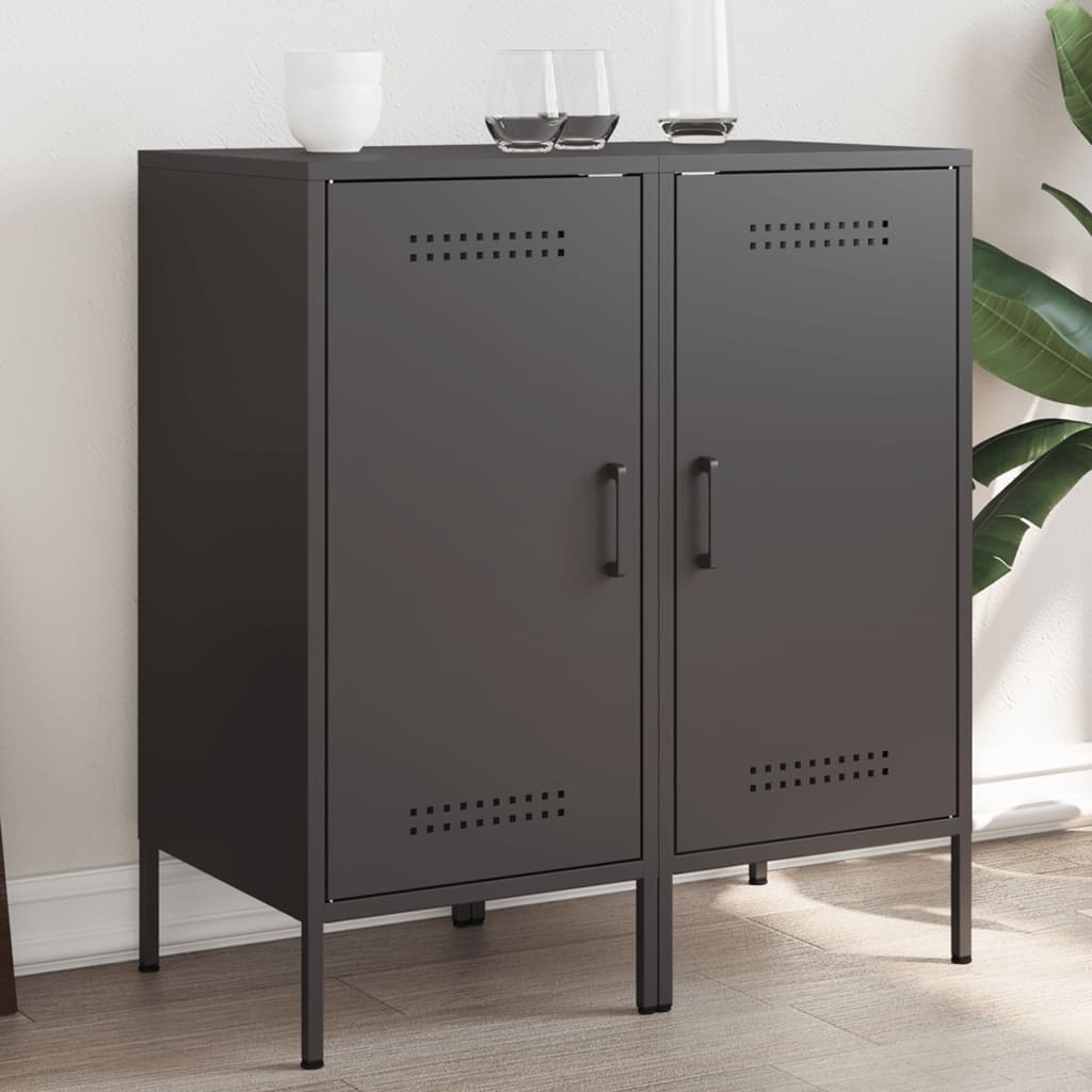 VidaXL Dressoirs 2 st 36x39x79 cm koudgewalst staal zwart