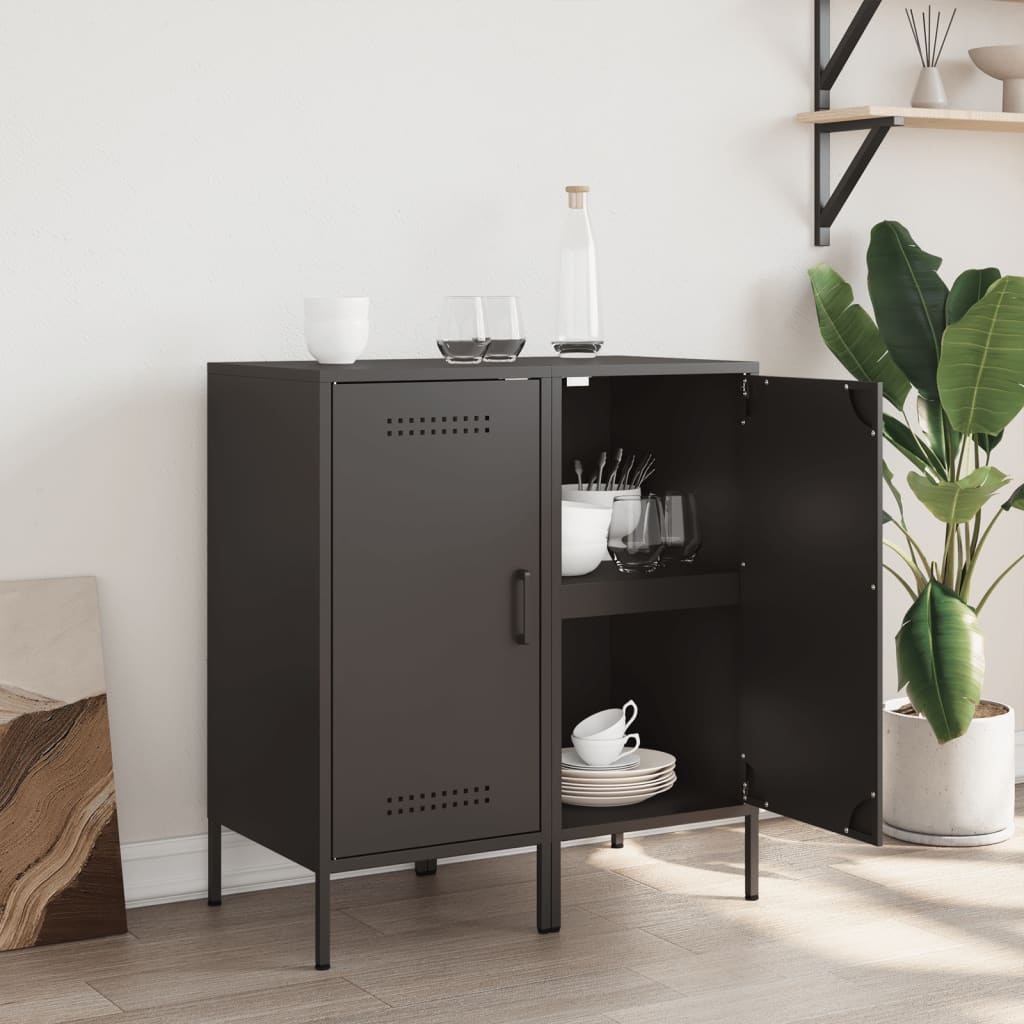 VidaXL Dressoirs 2 st 36x39x79 cm koudgewalst staal zwart
