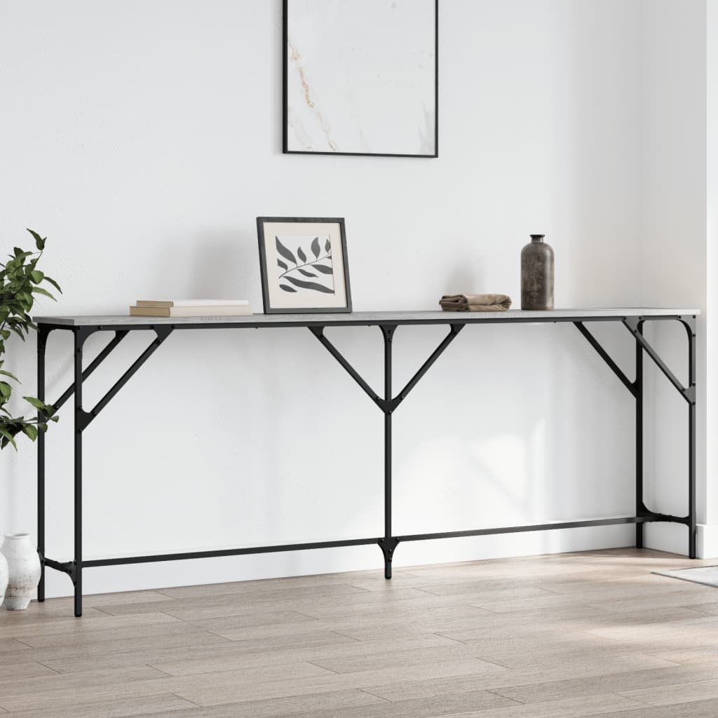 VidaXL Wandtafel 200x29x75 cm bewerkt hout grijs sonoma eikenkleurig