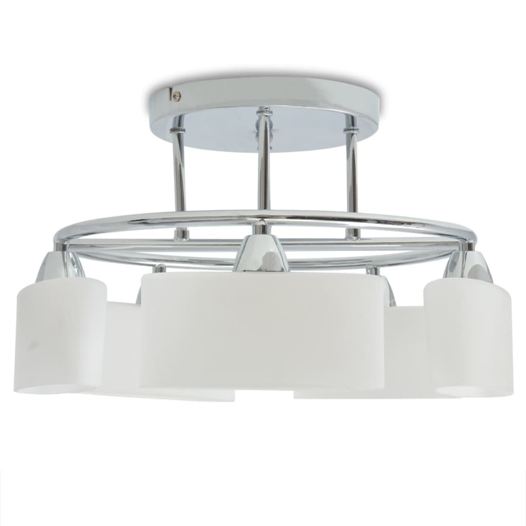 VidaXL Plafondlamp met ellipsvormige glazen kappen 5xE14 200W