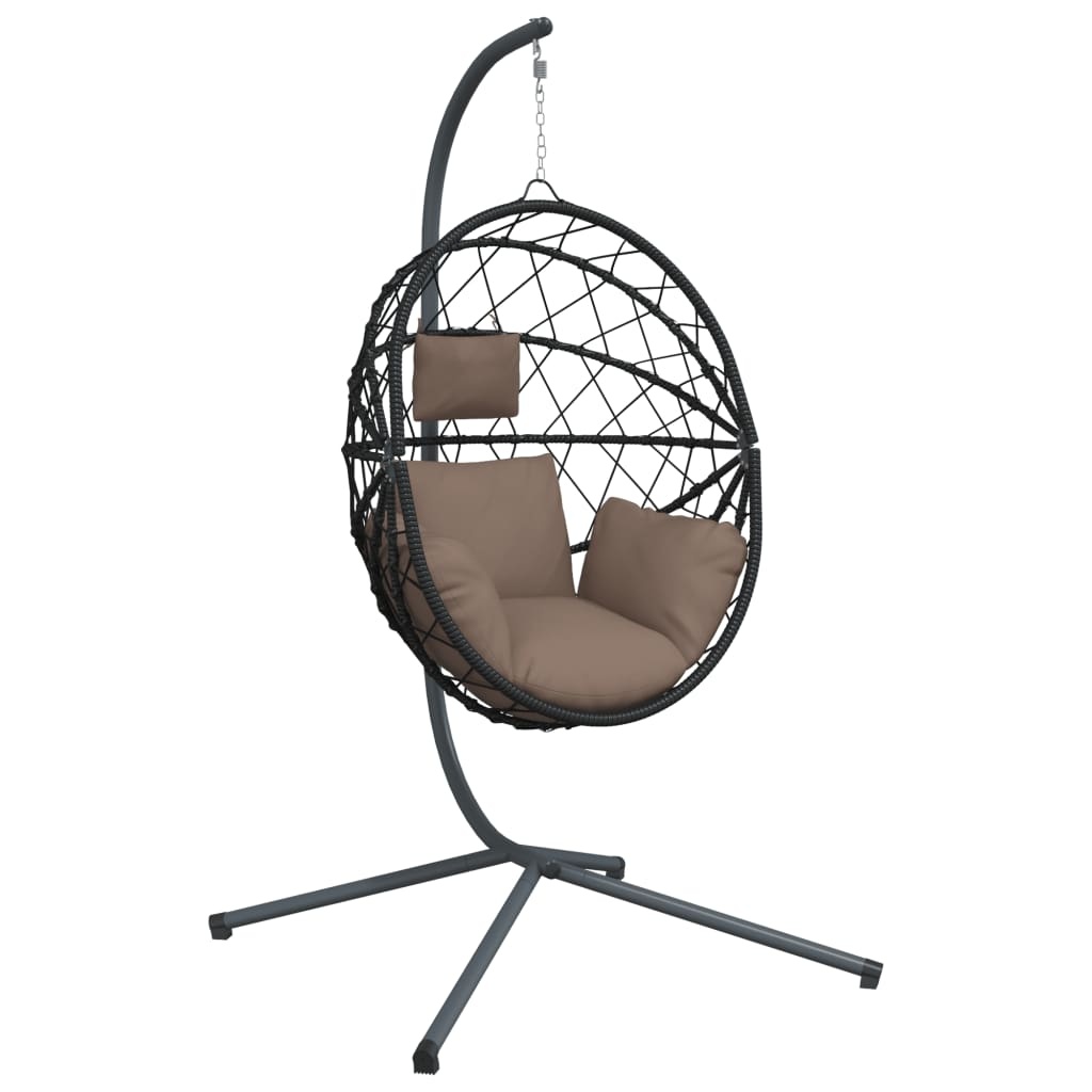 vidaXL Hangstoel met standaard rattan en staal taupe