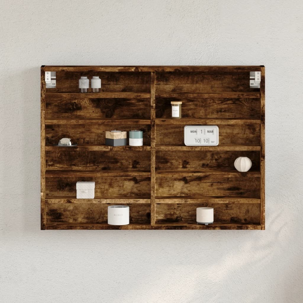 VidaXL Vitrinekast 80x8,5x58 cm bewerkt hout gerookt eikenkleurig