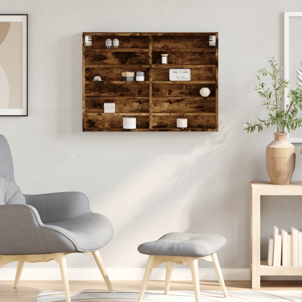 VidaXL Vitrinekast 80x8,5x58 cm bewerkt hout gerookt eikenkleurig