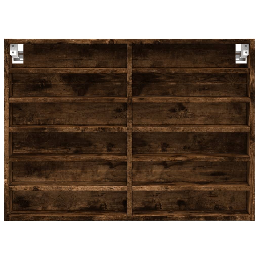VidaXL Vitrinekast 80x8,5x58 cm bewerkt hout gerookt eikenkleurig