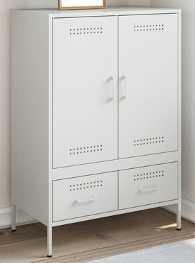 VidaXL Hoge kast 68x39x101,5 cm koudgewalst staal wit
