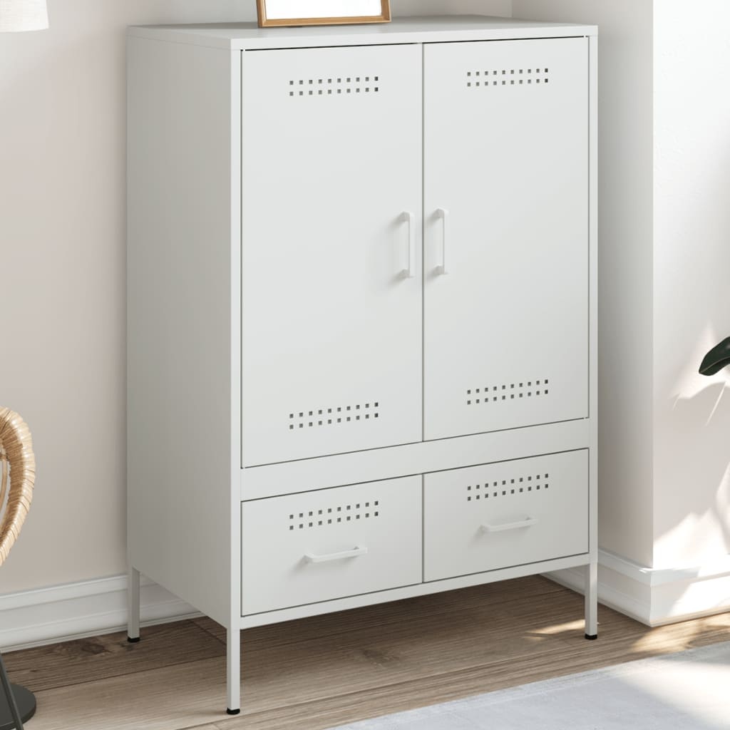 VidaXL Hoge kast 68x39x101,5 cm koudgewalst staal wit
