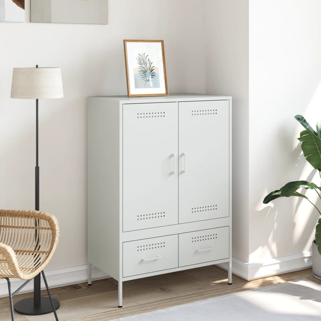 VidaXL Hoge kast 68x39x101,5 cm koudgewalst staal wit