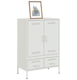 VidaXL Hoge kast 68x39x101,5 cm koudgewalst staal wit