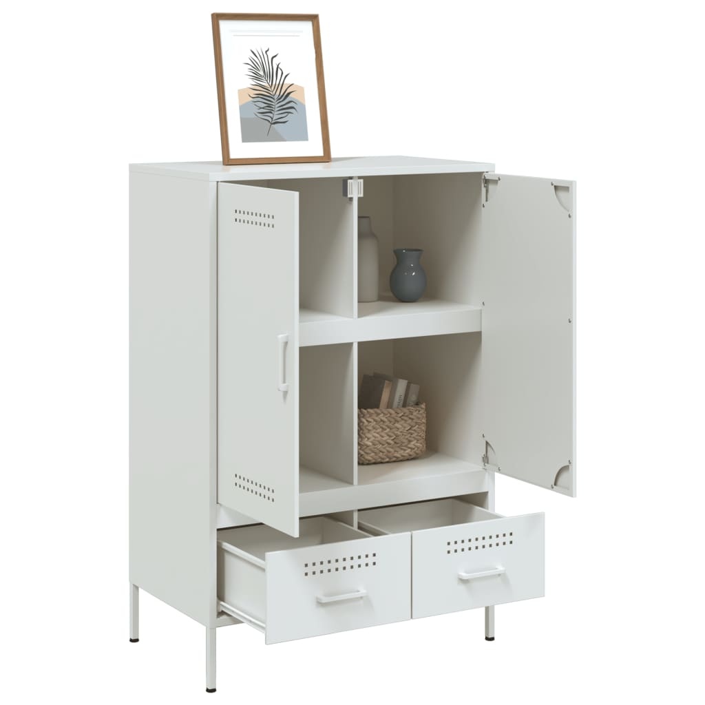 VidaXL Hoge kast 68x39x101,5 cm koudgewalst staal wit