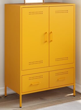 VidaXL Hoge kast 68x39x101,5 cm koudgewalst staal mosterdgeel