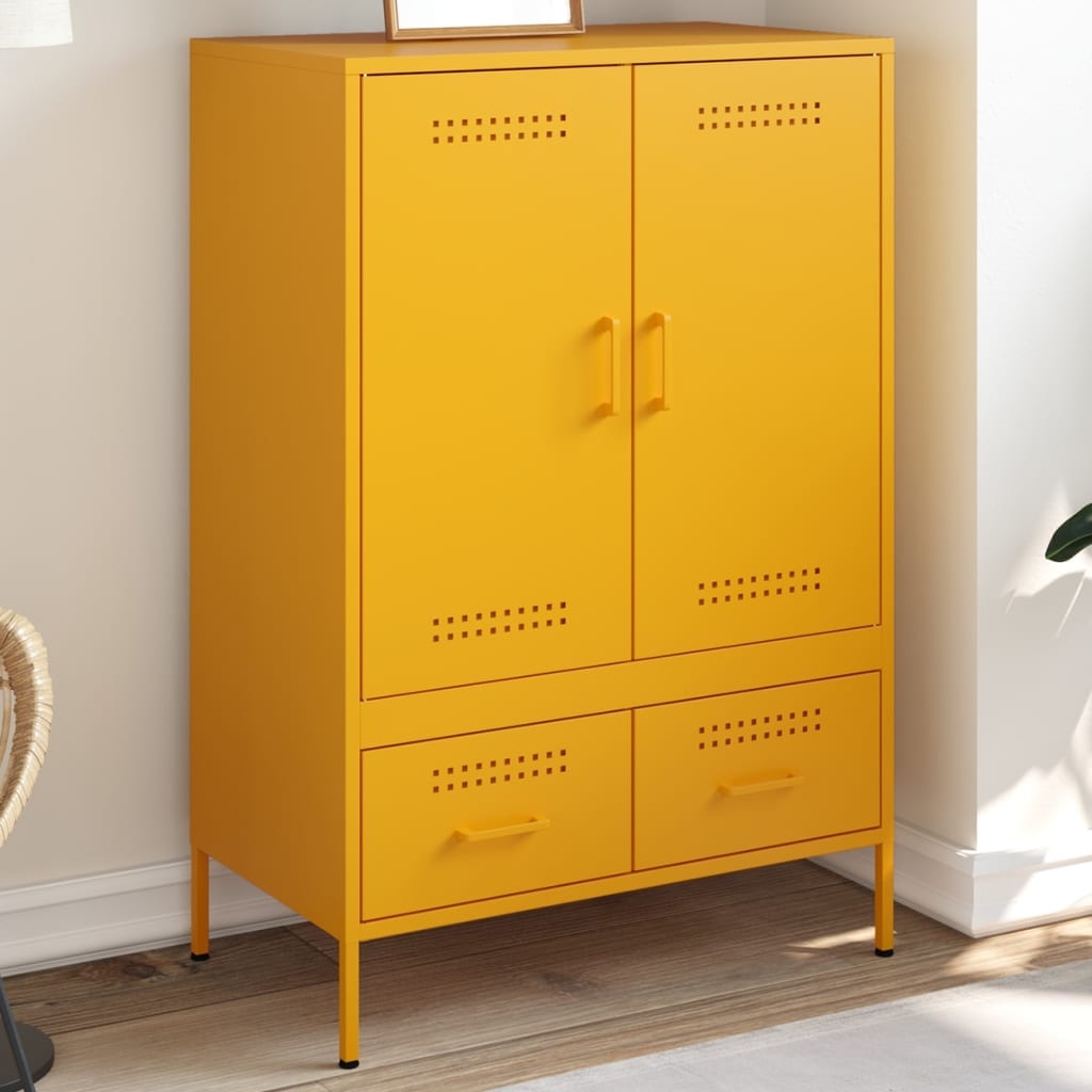 VidaXL Hoge kast 68x39x101,5 cm koudgewalst staal mosterdgeel