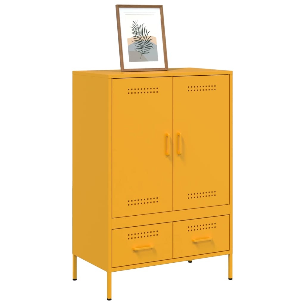 VidaXL Hoge kast 68x39x101,5 cm koudgewalst staal mosterdgeel