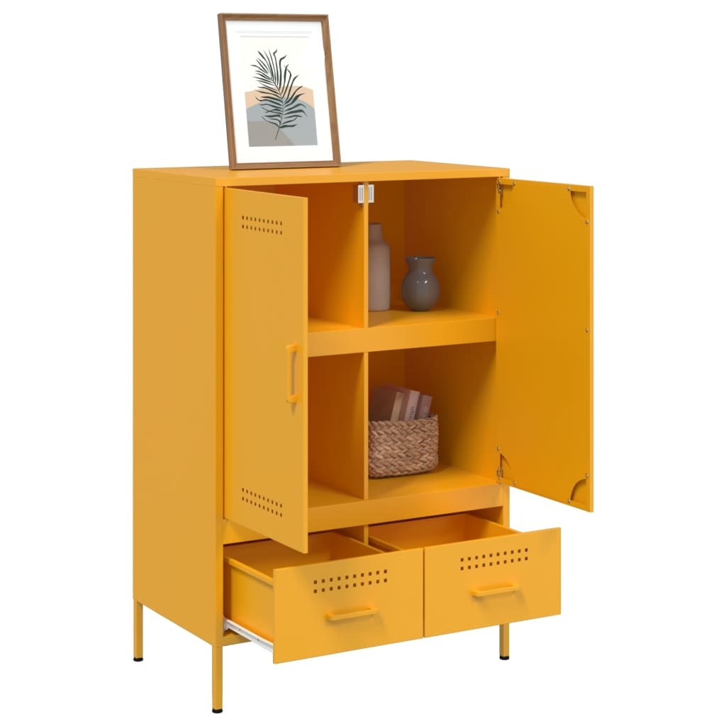 VidaXL Hoge kast 68x39x101,5 cm koudgewalst staal mosterdgeel