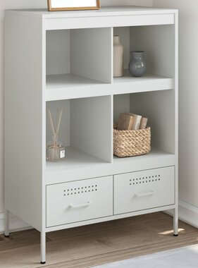 VidaXL Hoge kast 68x39x101,5 cm koudgewalst staal wit