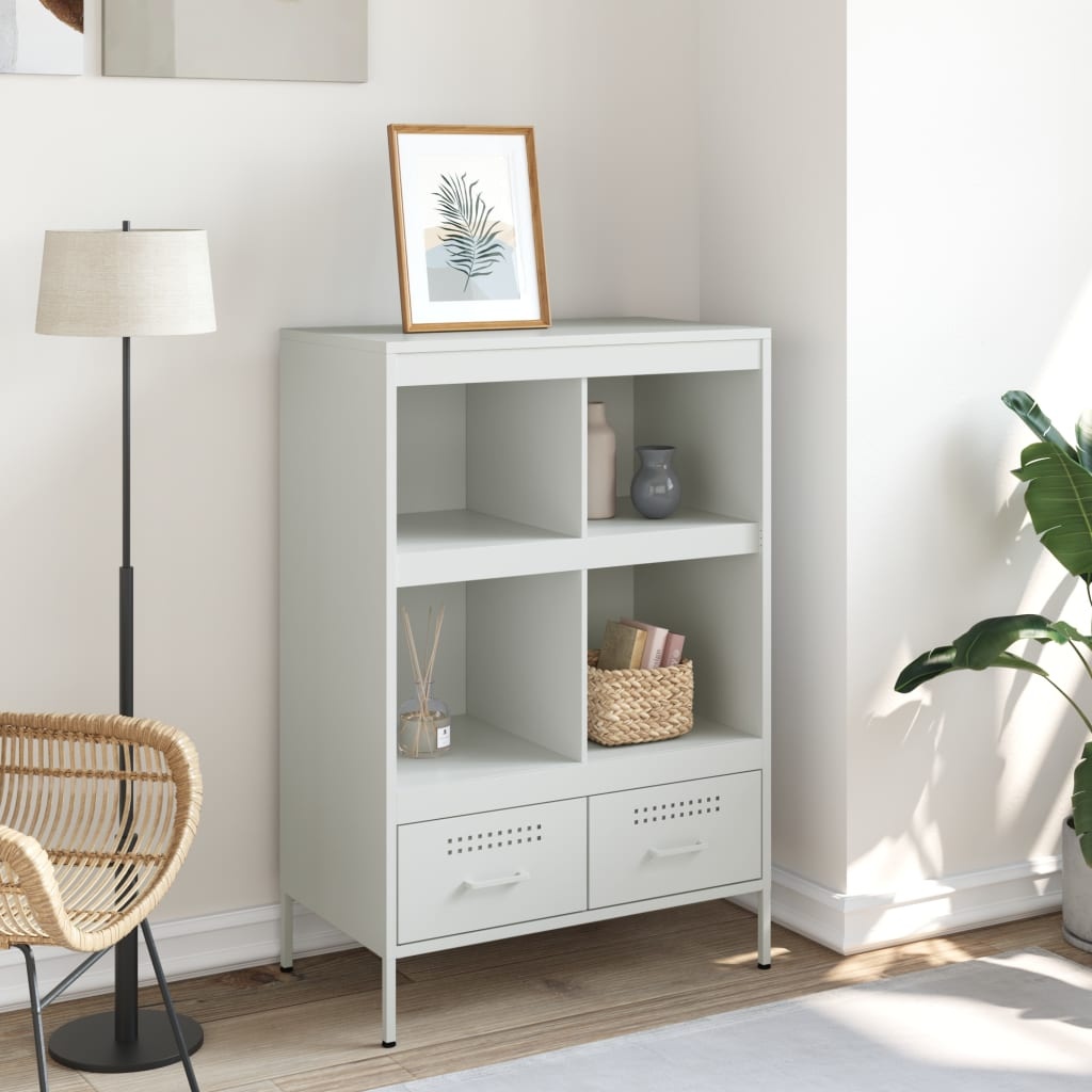VidaXL Hoge kast 68x39x101,5 cm koudgewalst staal wit