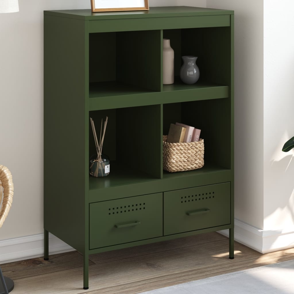 VidaXL Hoge kast 68x39x101,5 cm koudgewalst staal olijfgroen