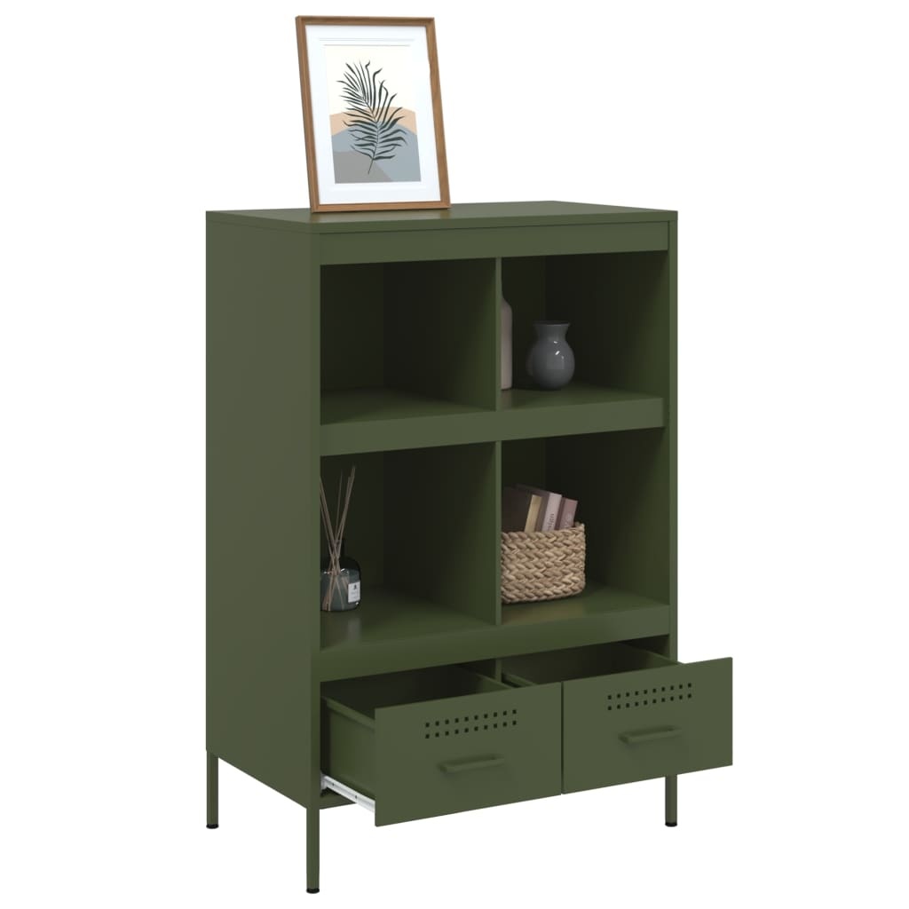 VidaXL Hoge kast 68x39x101,5 cm koudgewalst staal olijfgroen
