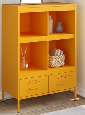 VidaXL Hoge kast 68x39x101,5 cm koudgewalst staal mosterdgeel