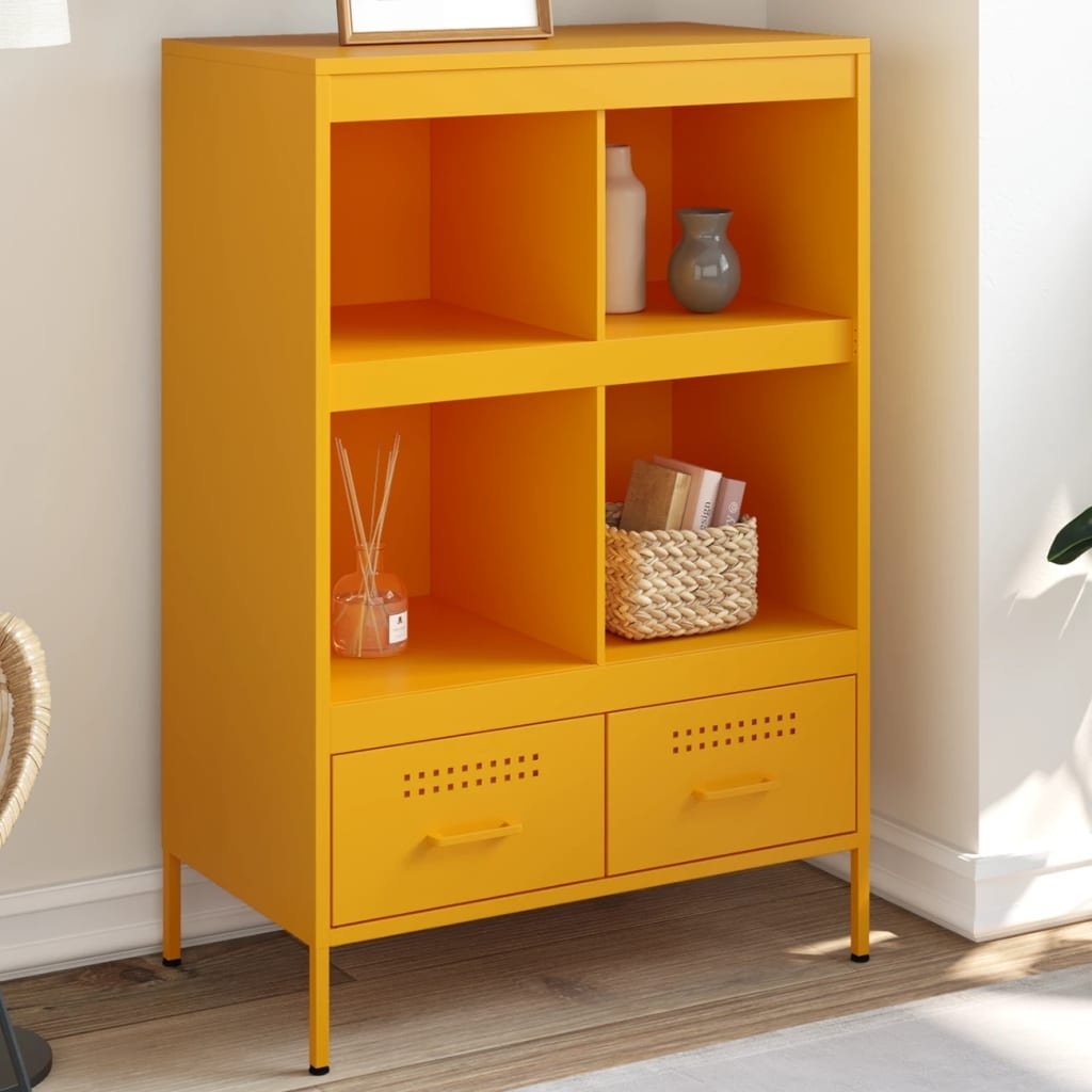 VidaXL Hoge kast 68x39x101,5 cm koudgewalst staal mosterdgeel