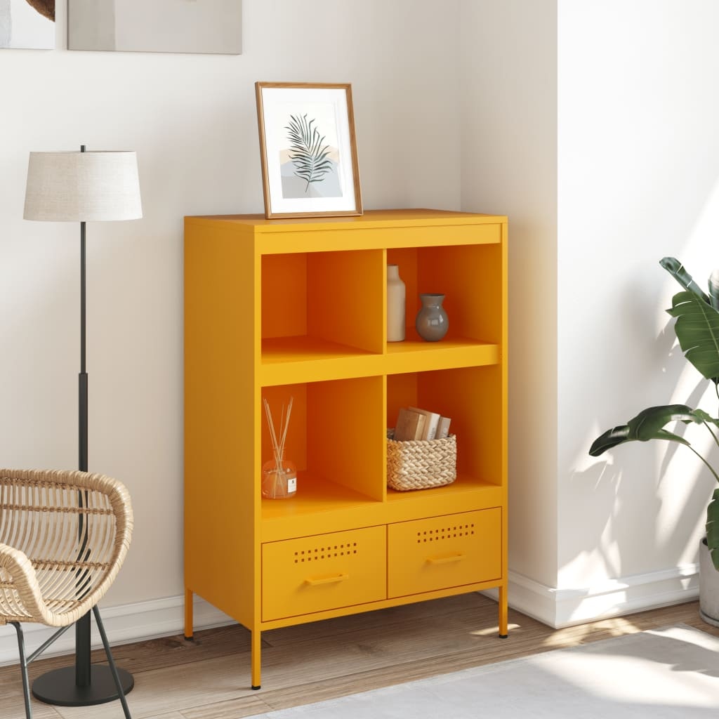 VidaXL Hoge kast 68x39x101,5 cm koudgewalst staal mosterdgeel