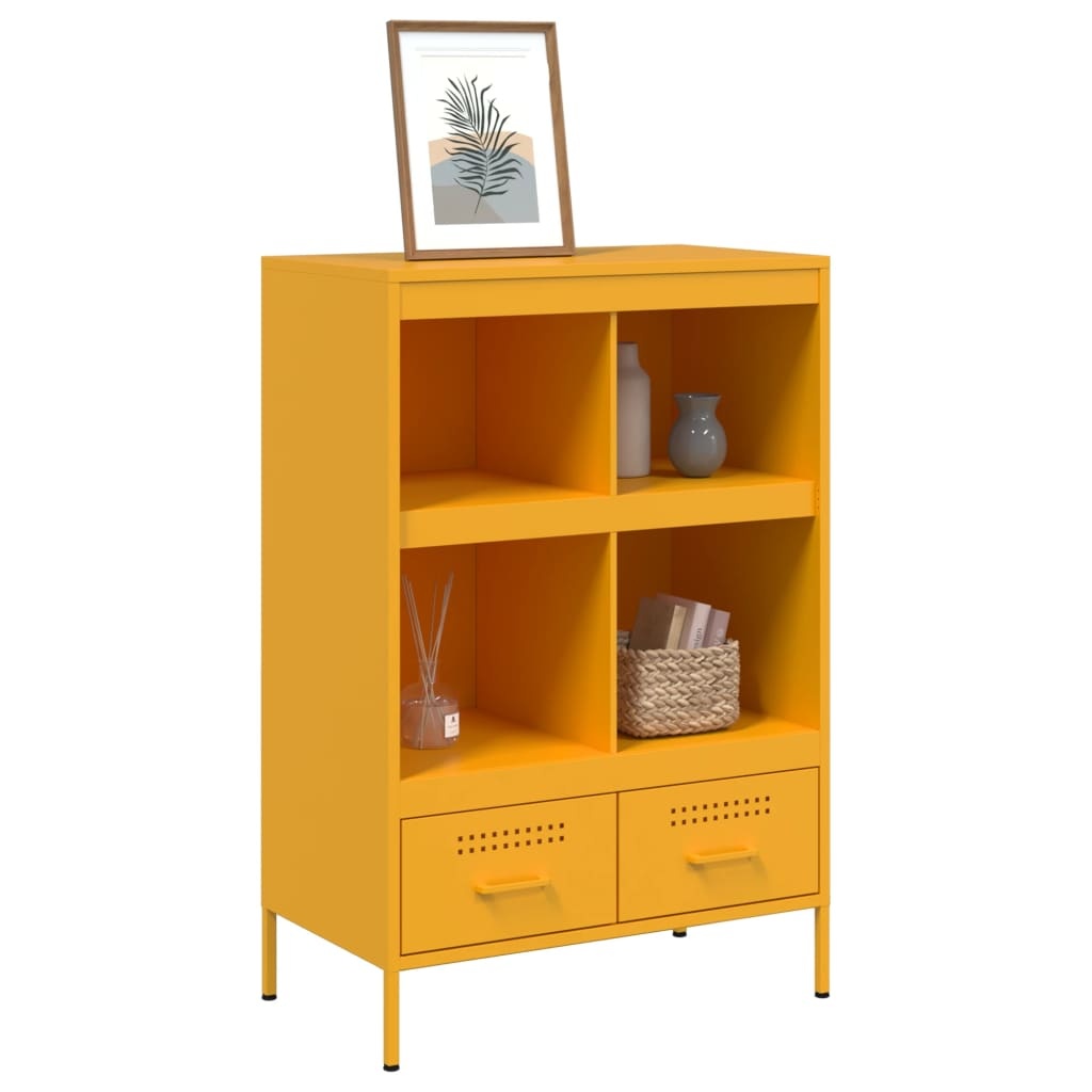 VidaXL Hoge kast 68x39x101,5 cm koudgewalst staal mosterdgeel