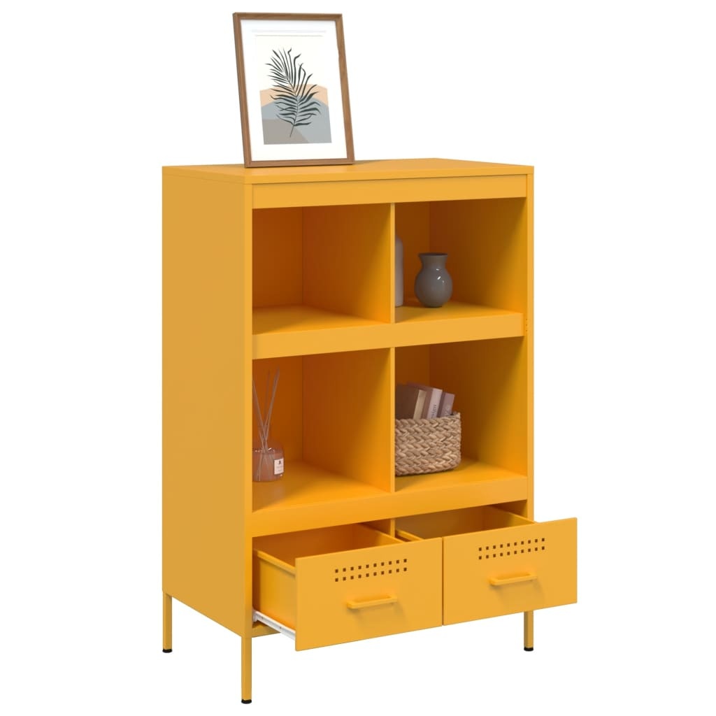 VidaXL Hoge kast 68x39x101,5 cm koudgewalst staal mosterdgeel
