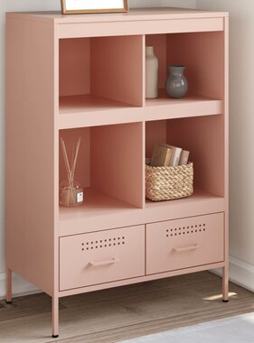 VidaXL Hoge kast 68x39x101,5 cm koudgewalst staal roze