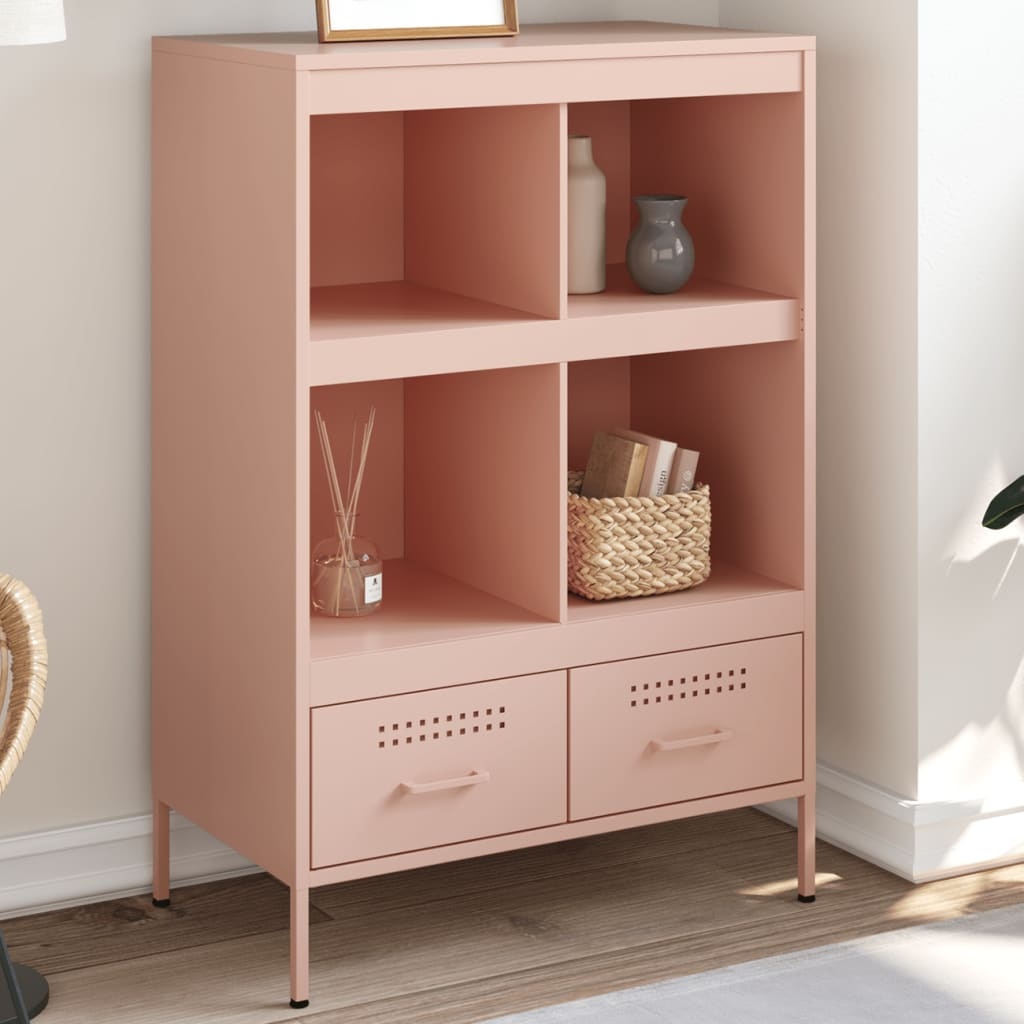 VidaXL Hoge kast 68x39x101,5 cm koudgewalst staal roze