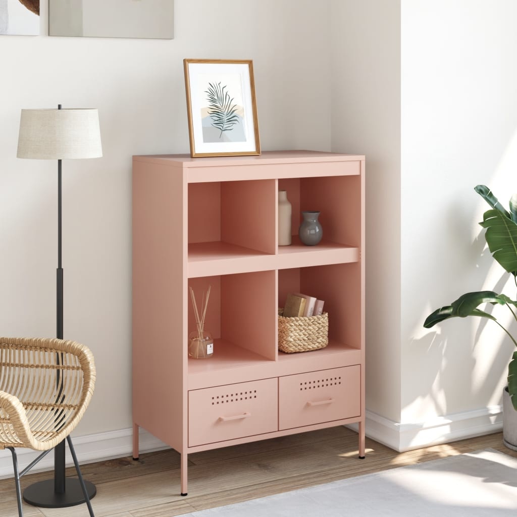VidaXL Hoge kast 68x39x101,5 cm koudgewalst staal roze