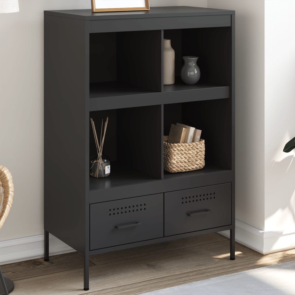 VidaXL Hoge kast 68x39x101,5 cm koudgewalst staal zwart