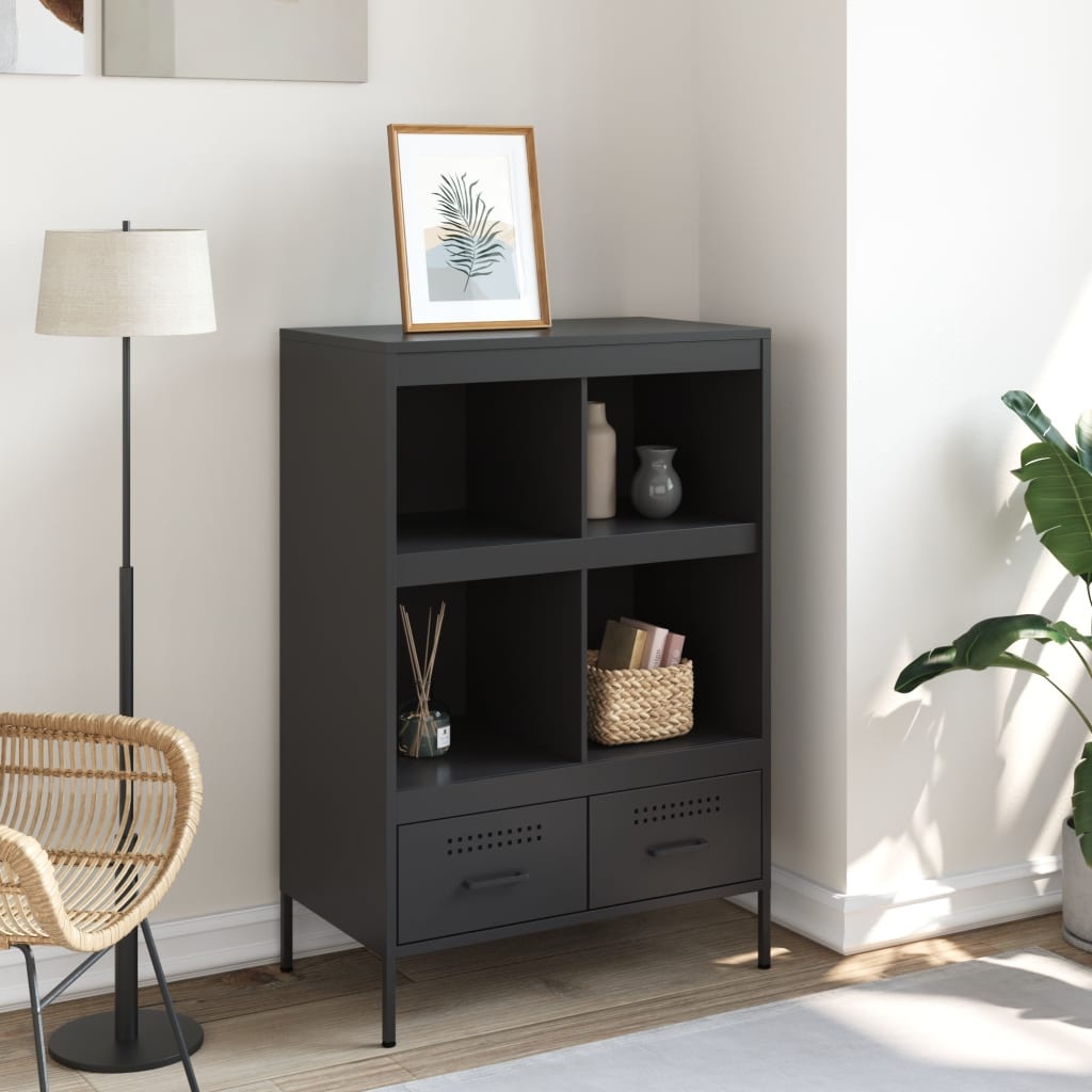 VidaXL Hoge kast 68x39x101,5 cm koudgewalst staal zwart