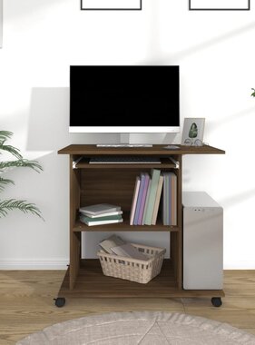 VidaXL Computerbureau 80x50x75 cm bewerkt hout bruin eikenkleur