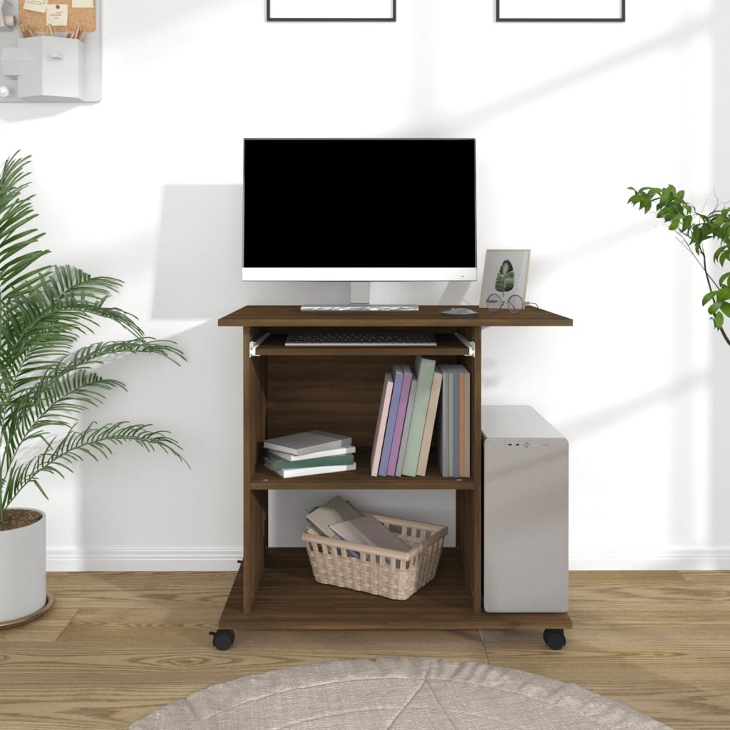 VidaXL Computerbureau 80x50x75 cm bewerkt hout bruin eikenkleur