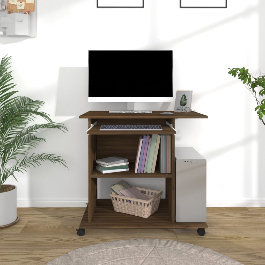 VidaXL Computerbureau 80x50x75 cm bewerkt hout bruin eikenkleur
