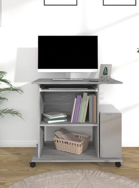 VidaXL Computerbureau 80x50x75 cm bewerkt hout grijs sonoma eikenkleur