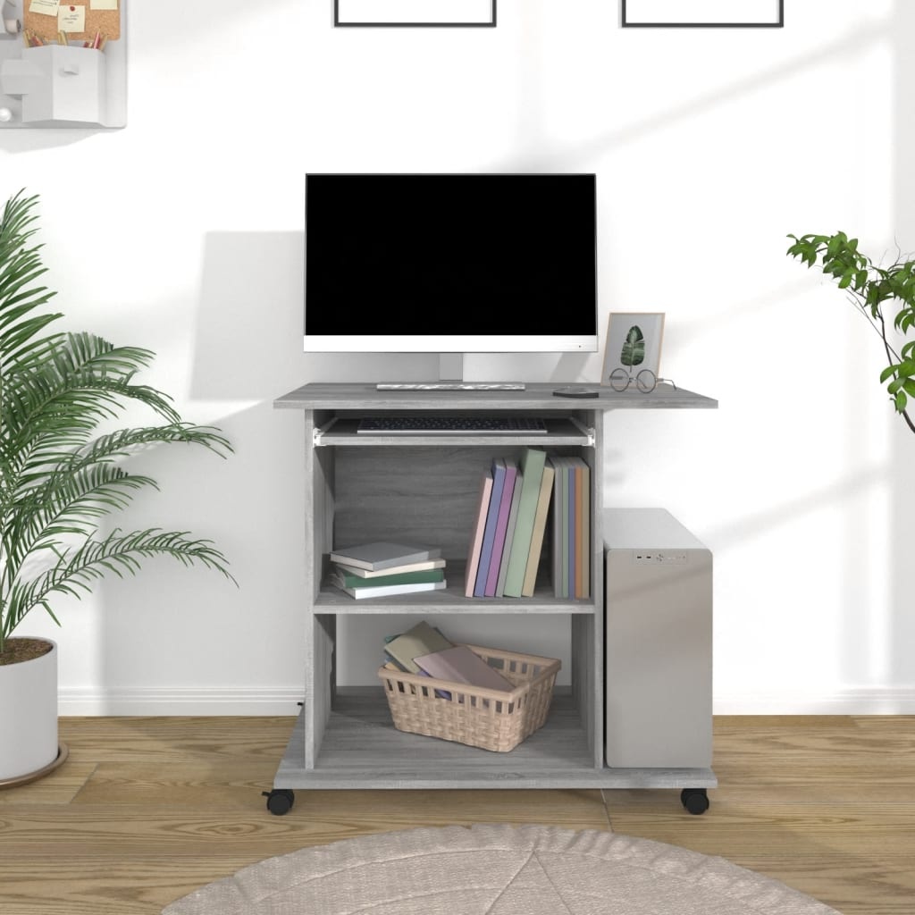 VidaXL Computerbureau 80x50x75 cm bewerkt hout grijs sonoma eikenkleur