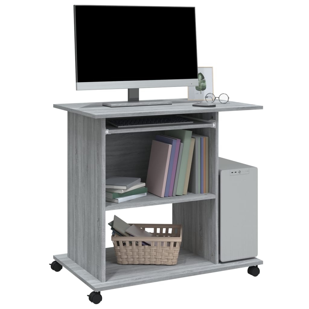 VidaXL Computerbureau 80x50x75 cm bewerkt hout grijs sonoma eikenkleur