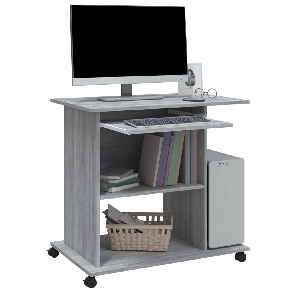 VidaXL Computerbureau 80x50x75 cm bewerkt hout grijs sonoma eikenkleur