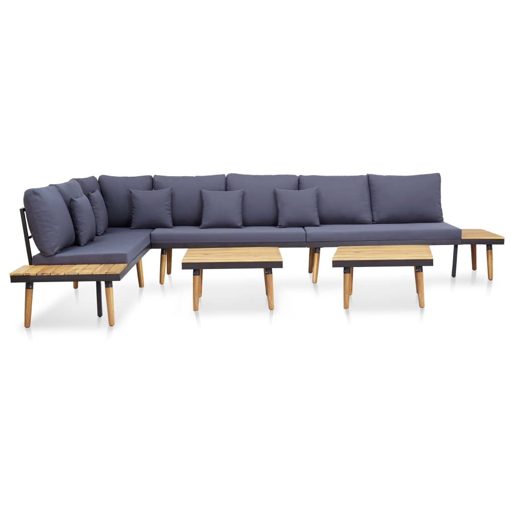 VidaXL Loungeset 7-zits met kussens massief acaciahout bruin