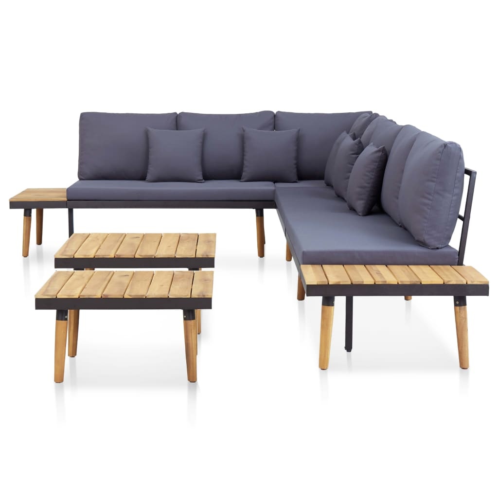 VidaXL Loungeset 7-zits met kussens massief acaciahout bruin