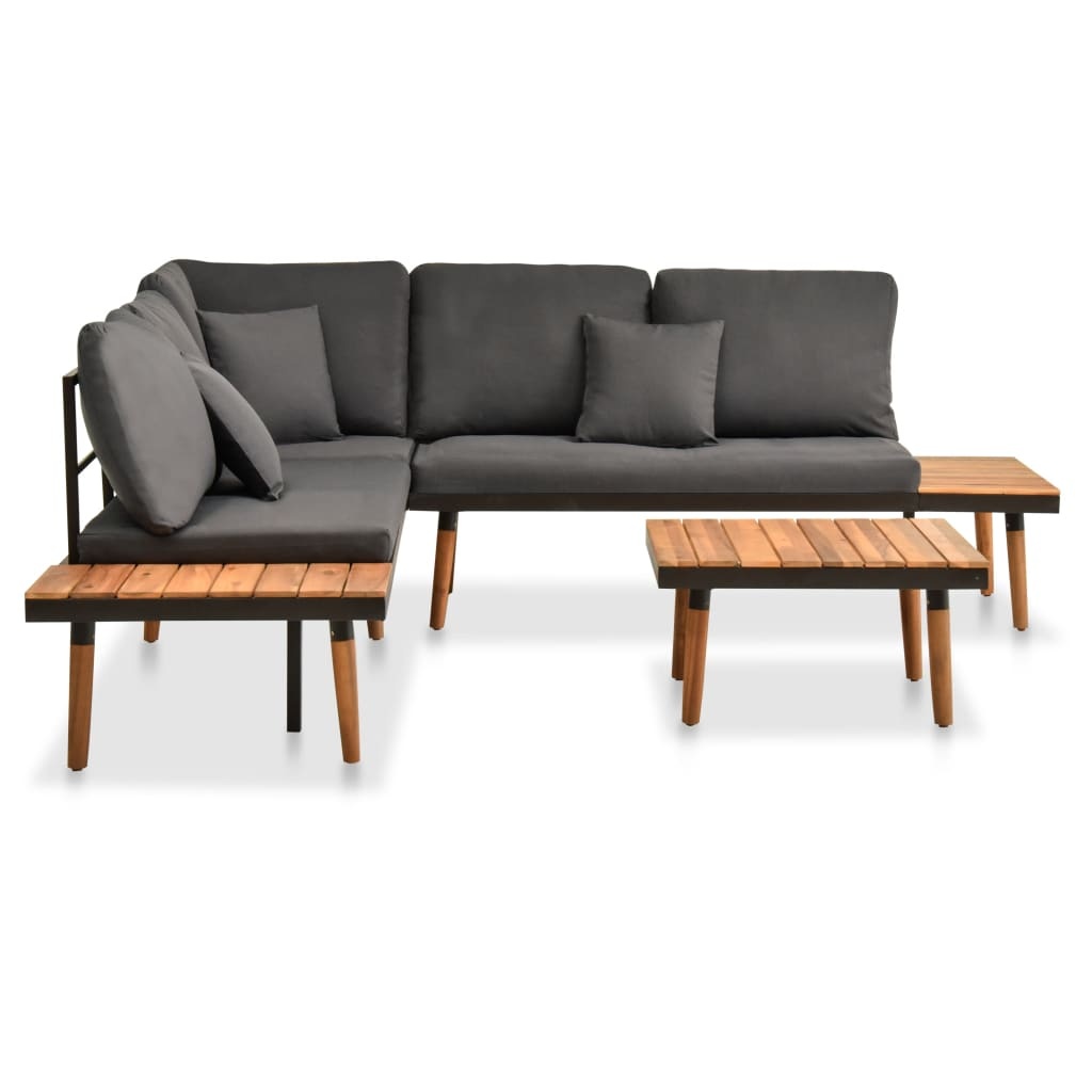VidaXL 4-delige Loungeset met kussens massief acaciahout