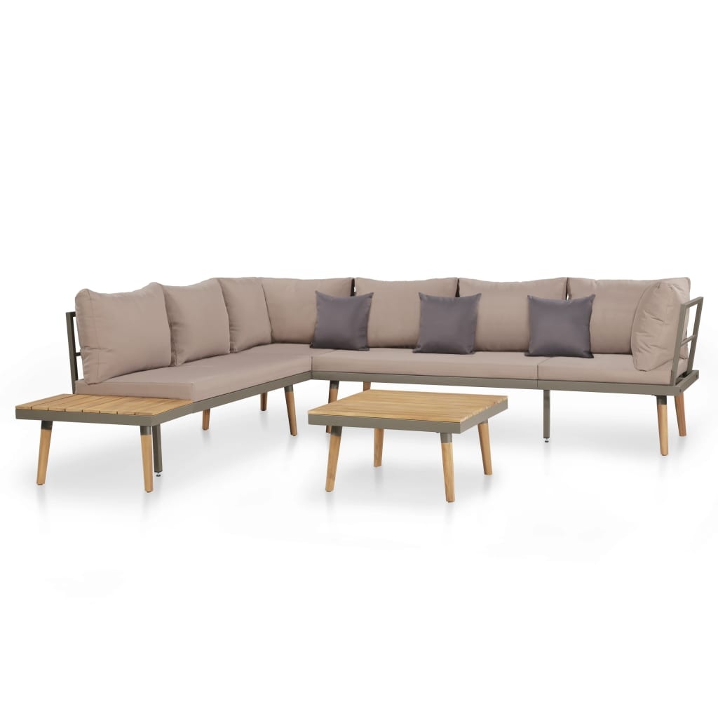 VidaXL 4-delige Loungeset met kussens massief acaciahout bruin