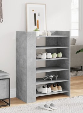 VidaXL Schoenenkast 74,5x37,5x100 cm bewerkt hout betongrijs