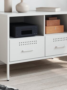 VidaXL Tv-meubel 68x39x50,5 cm koudgewalst staal wit
